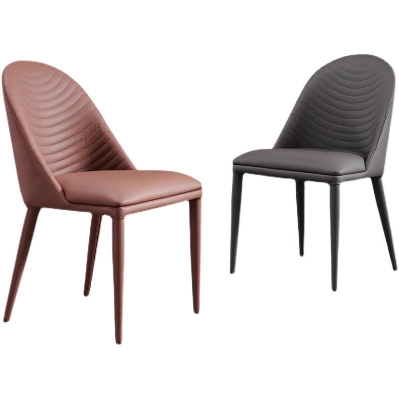 Modern Style Armless Side Chairs Faux Leather Chair with Metal Legs for Kitchen