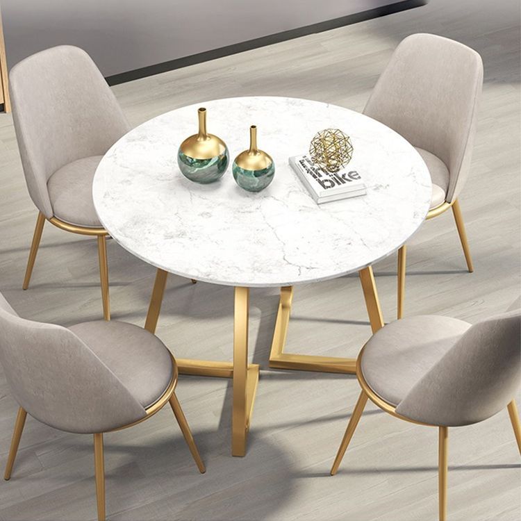 Glam 1/4/5/6 Pieces Dining Set Round Stone Dining Table for Dining Room