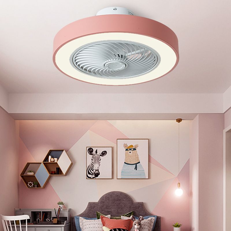 Makkaron -trommelförmige Lüfterbeleuchtung Acryl Kinder Schlafzimmer LED SEMI BUSH MOUNT LAMPE