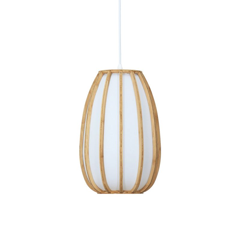 South-east Asia Barrel Ceiling Light Bamboo Single Restaurant Hanging Pendant Light in Wood