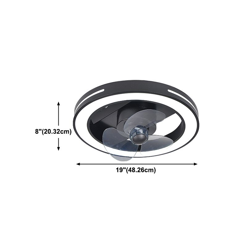 Lámpara de ventilador LED geométrico moderno de 360 ​​grados de semi flush de montaje de montaje con rubor