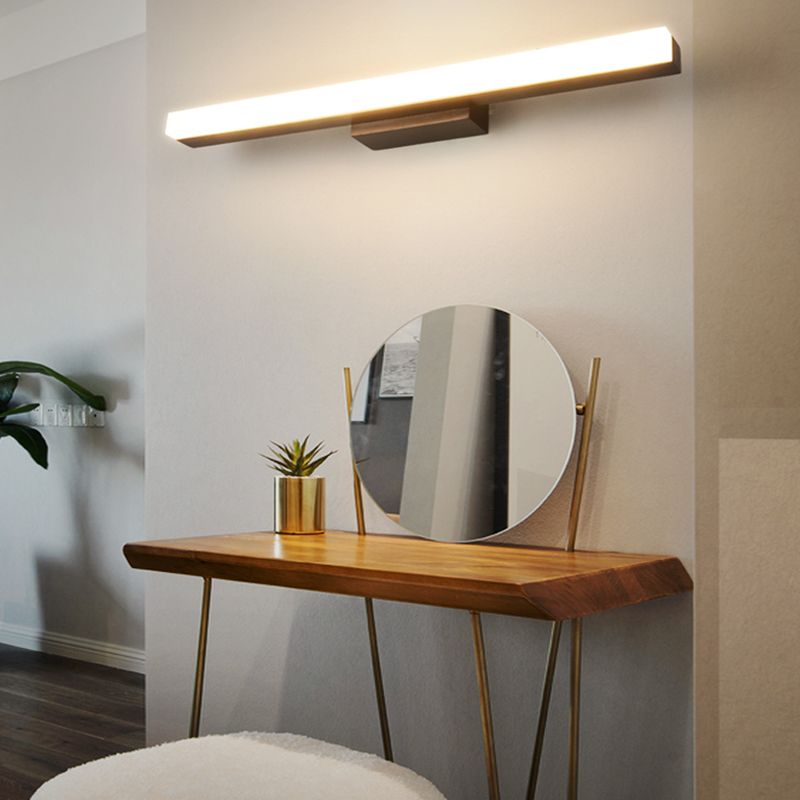 1 luces de pared de tocador lineal ligero luces de espejo de tocador de madera de estilo moderno