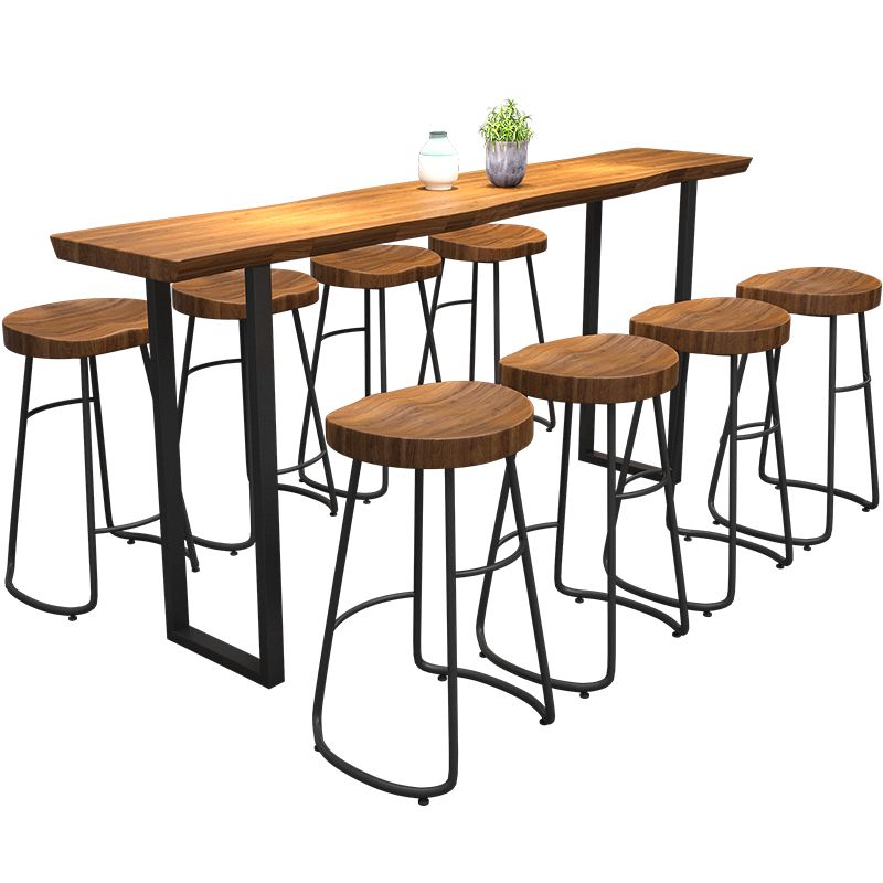 Rectangular Bar Height Table Black Legs and Metal Base Patio Bar Table