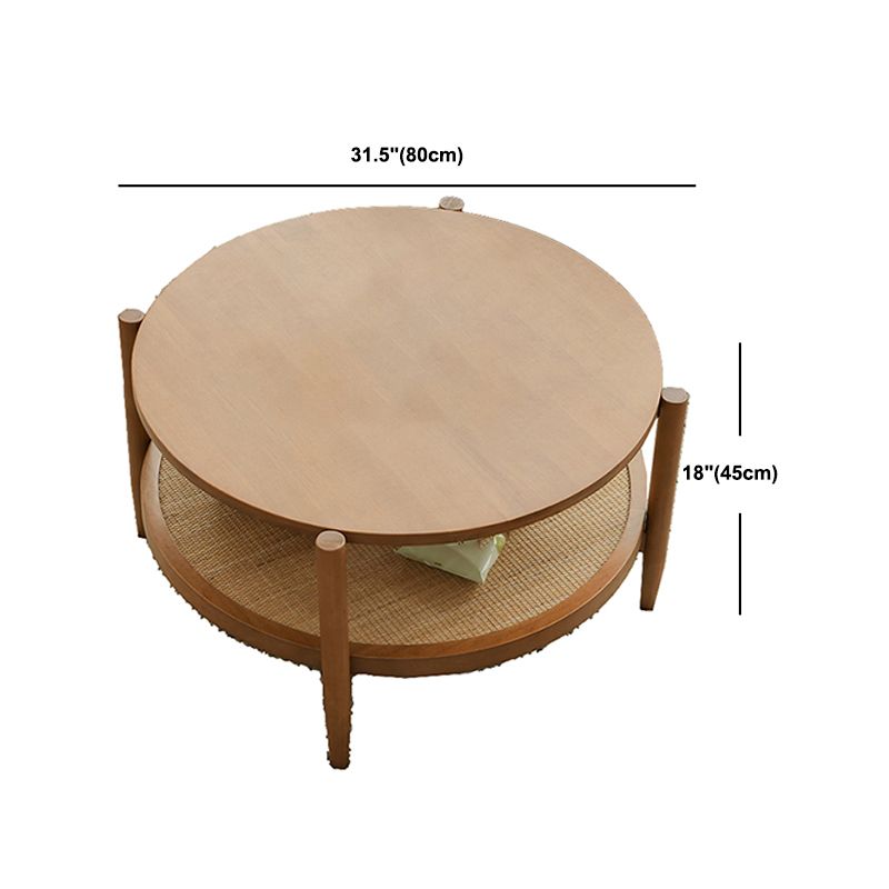 Scandinavian 4 Legs Coffee Table Round Wooden Coffee Table for Bedroom