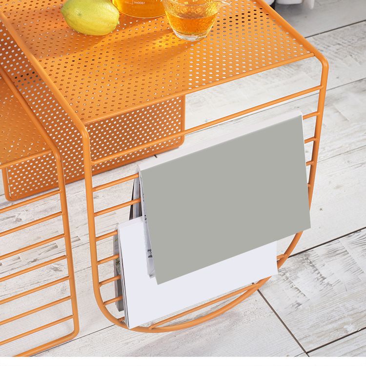 Mid-Century Modern Square Coffee Table with Iron Top and Iron Base