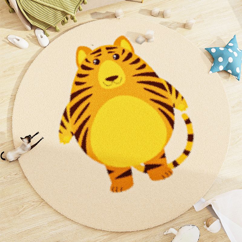 Lambswool Kids Area Carpet Stain Resistant Round Carpet Animal Print Modern Rug
