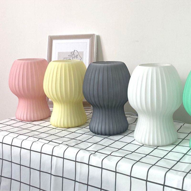 Mushroom Night Table Lamps Modern 1-Light Nightstand Lights with Glass Shade for Bedroom