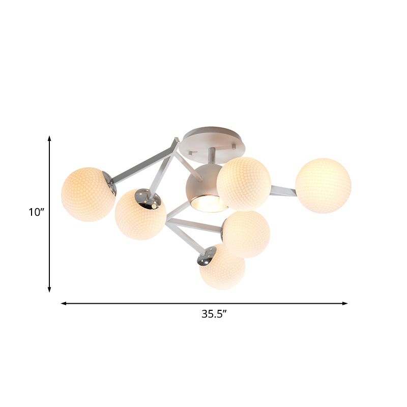 Salon de balle de golf semi-rlushmount en verre blanc 9 ampoules