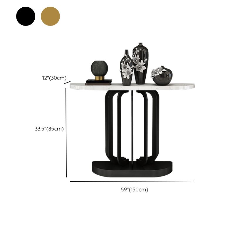 Glam Marble Console Accent Table Half Moon Console Sofa Table for Hall