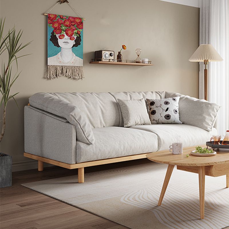 Living Room Cotton Couch Pillow Top Arm Sofa with Solid Wood Legs