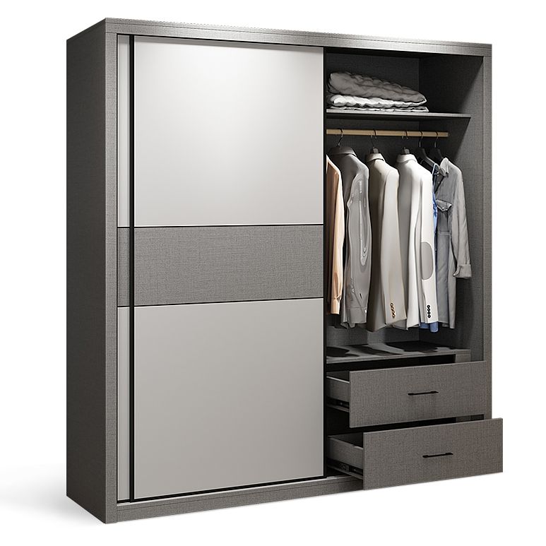 Modern Style Wooden Wardrobe White Colour Wardrobe Closet with Sliding Door