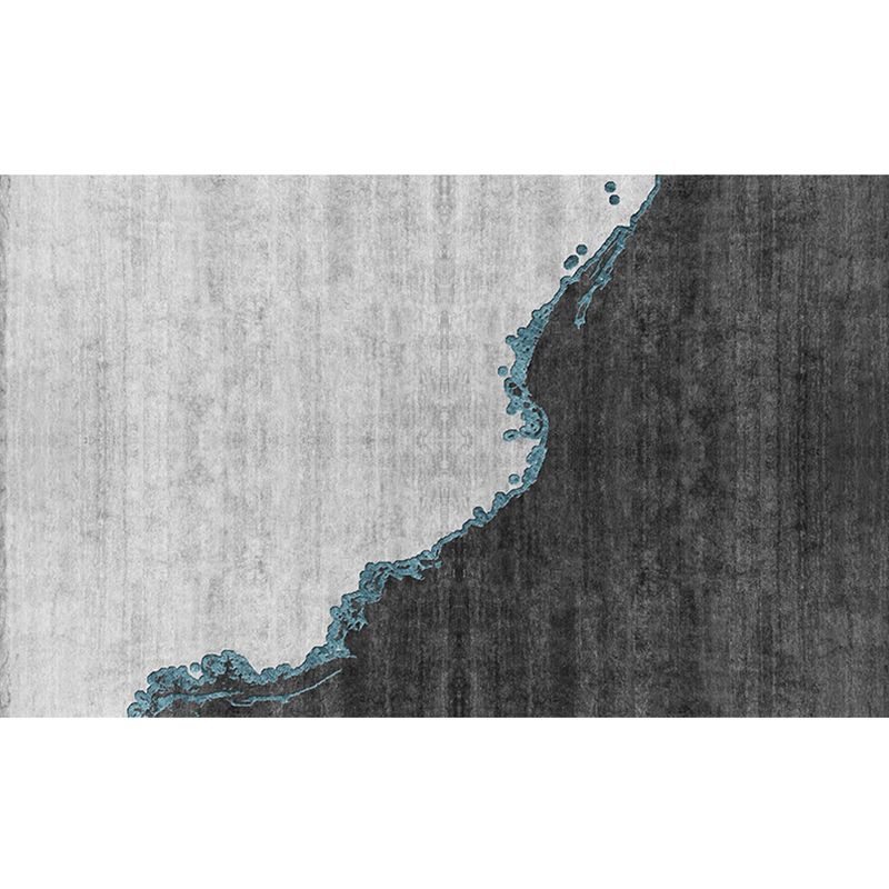 Modern Abstract Rug Grey Polyester Rug Anti-Slip Backing Pet Friendly Washable Area Rug for Parlor