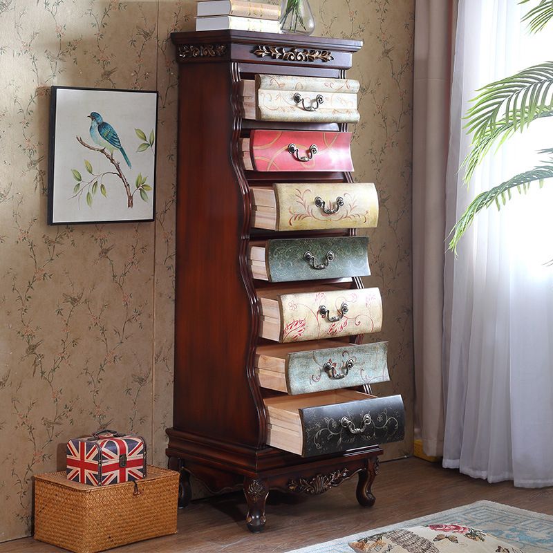 Traditional Birch Lingerie Chest Vertical Storage Chest Dresser for Home