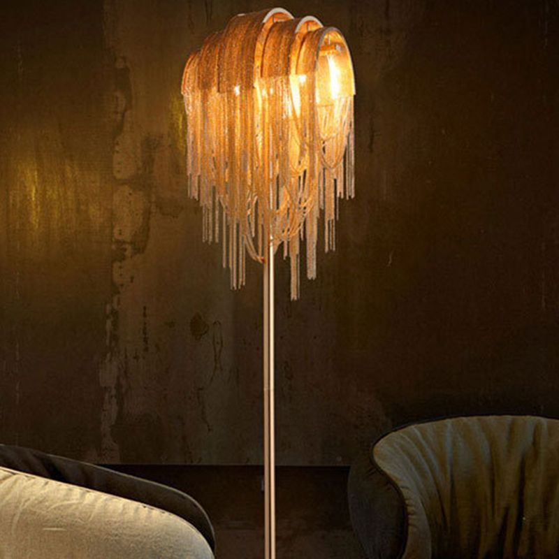 Simplicity LED Standing Lighting Flow Reading Floor Light with Aluminum Shade for Living Room