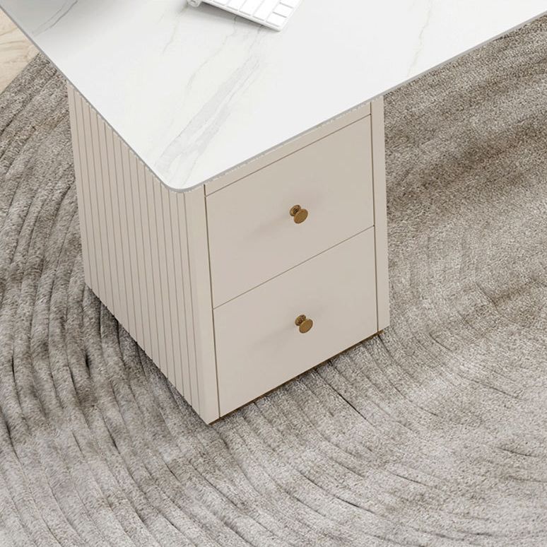 Contemporary Office Desk Half-Circle Secretary Desk with Drawers