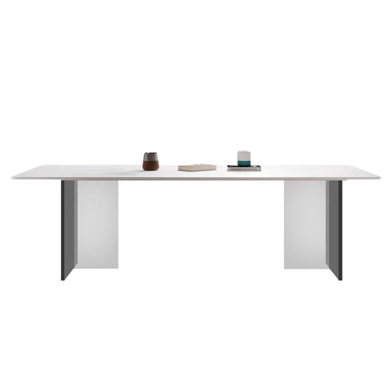 Contemporary Kitchen Dinner Table Stone Rectangle Dining Table