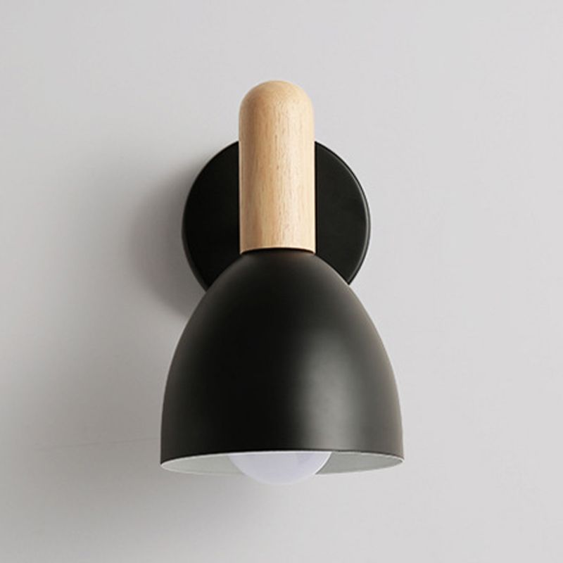Single Modern Black/White/Grey Wall Mounted Sconce Wooden Shaded Wall Light