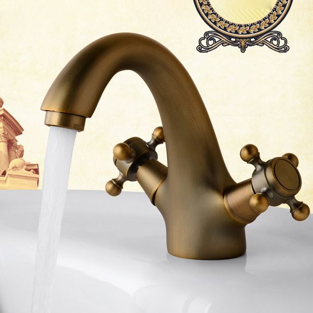 Industrial Wide Spread Bathroom 2 Faucet Cross Handles Lavatory Faucet