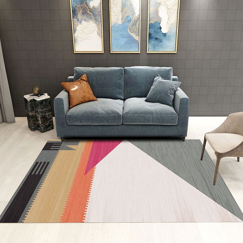 Beige Modern Carpet Geometric Polyester Carpet Washable Carpet for Drawing Room