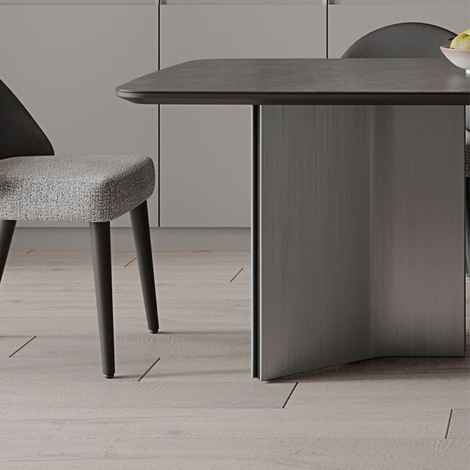 Rectangle Dining Table Stone Top Dining Table with Double Pedestal