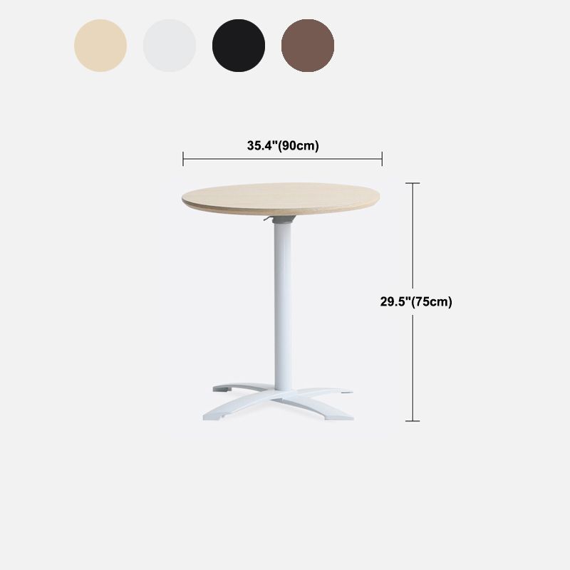 Modern Pedestal Wooden Coffee Table Round Top Shape Folding Cocktail Table