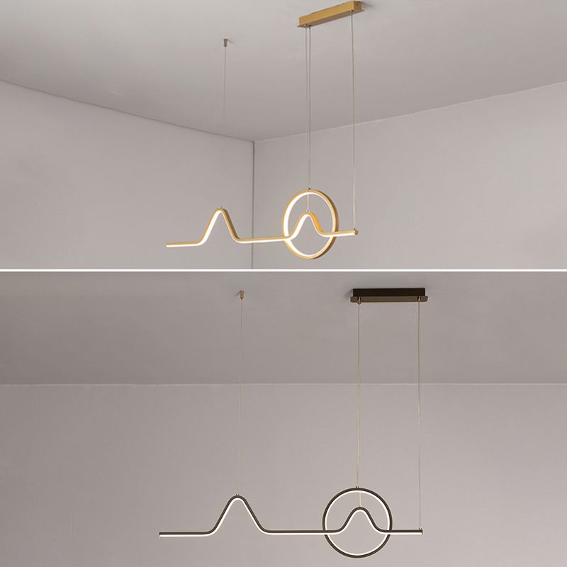 Modern Minimalist Style Linear Island Light Fixture Metal Pendant Light
