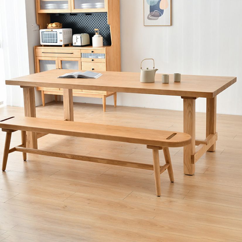 Modern Dining Table Pine Wood Rectangle Table with Trestle Base for Dining Room