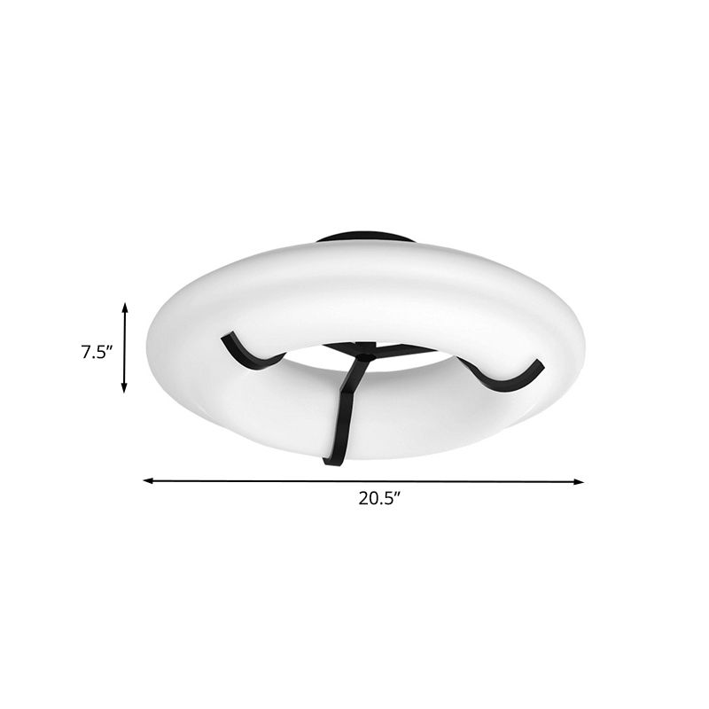 Lifebuoy Child Playroom Ceiling Lamp Plastic Kid LED Flush Mount Light Fixture in White