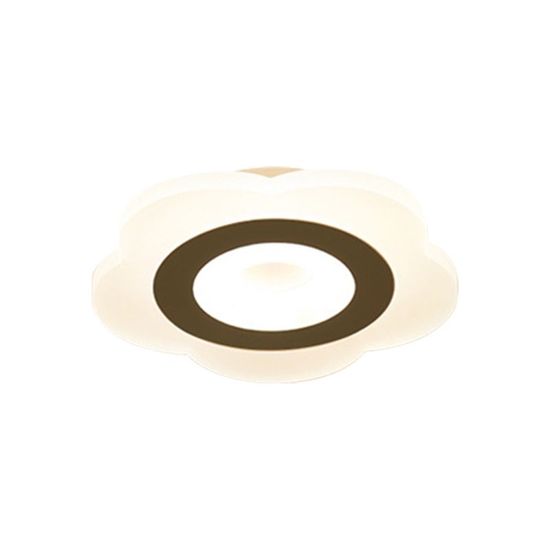 Ultrathin Hallway LED Ceiling Lamp Simplicity White Small Flush Mount Light with Floral/Square/Triangle Acrylic Shade