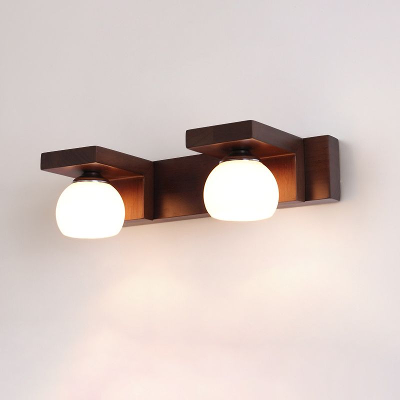 Walnut Brown Mirror Cabinet Wall Sconce Down Lighting Vanity Fixtures for Bathroom