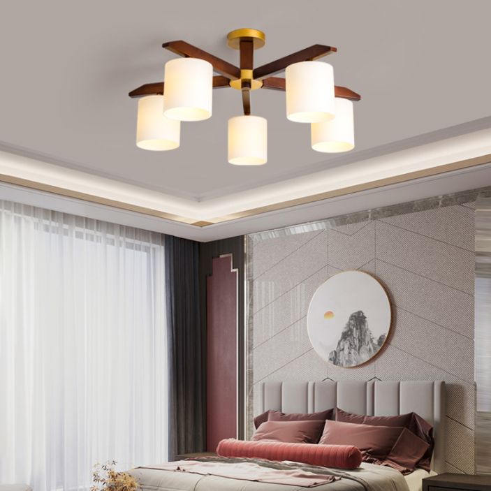 Cylindre en bois de caoutchouc de plafonnier moderne style simplicité SMEI PRENDANT DE MOUNT-MOUNT POUR LE SOIR