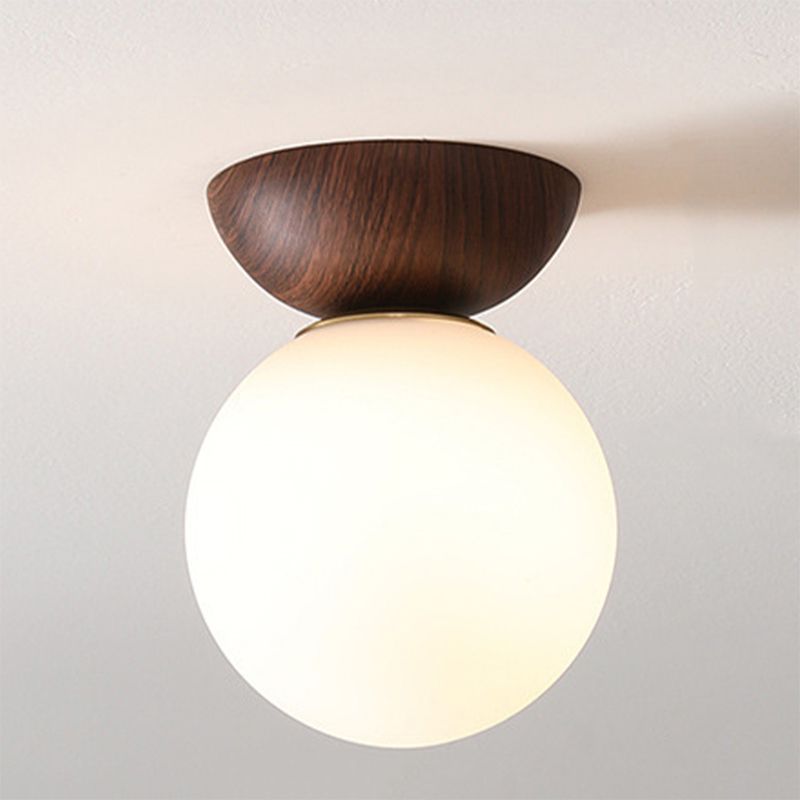 White Globe Flush Mount Lighting Modernism Glass Ceiling Light for Foyer