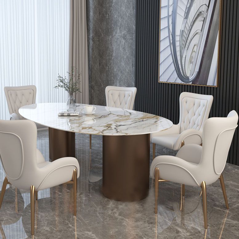 Glam Metal Dining Room Chairs Faux Leather Dining Arm Chair for Restaurant Use