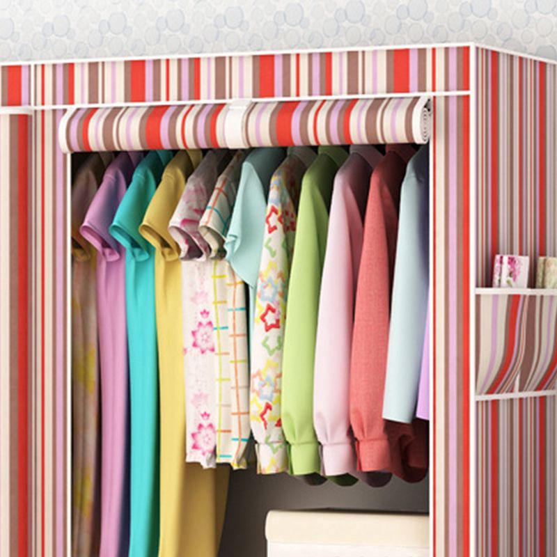 Contemporary Style Steel Wardrobe 3-door Wardrobe Closet with Legs