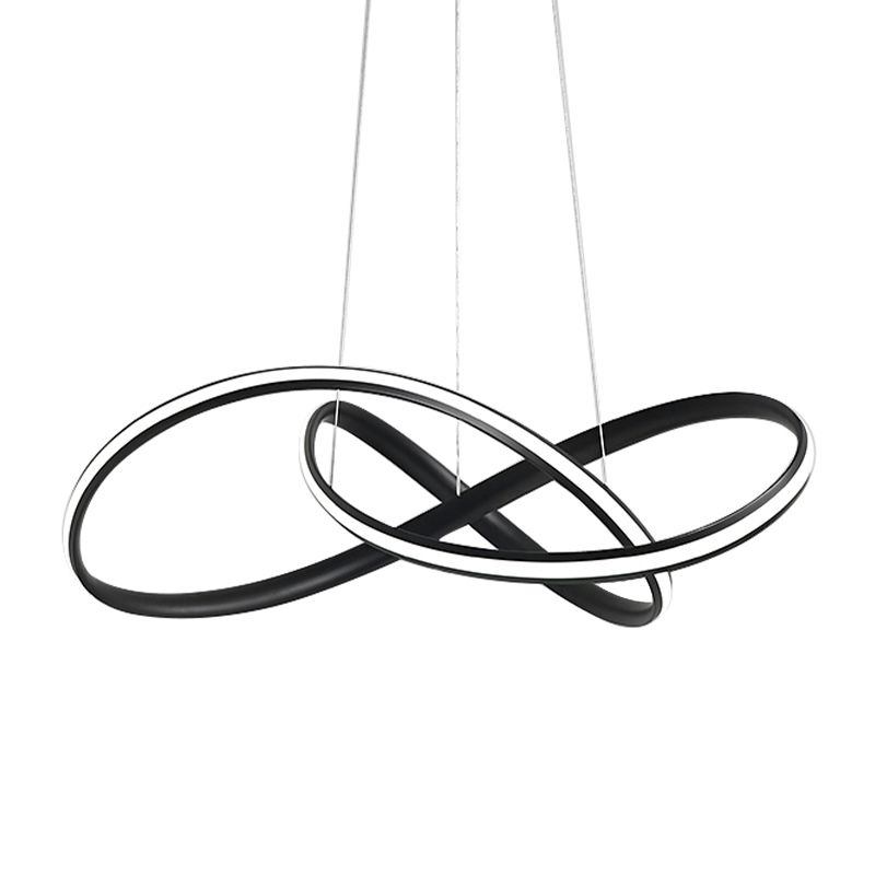 19,5 "/27,5" breites schwarz/weiß/braun gebogener Deckenleuchte Einfacher LED -Acryl -Kronleuchter -Anhänger in warmem/weißem Licht