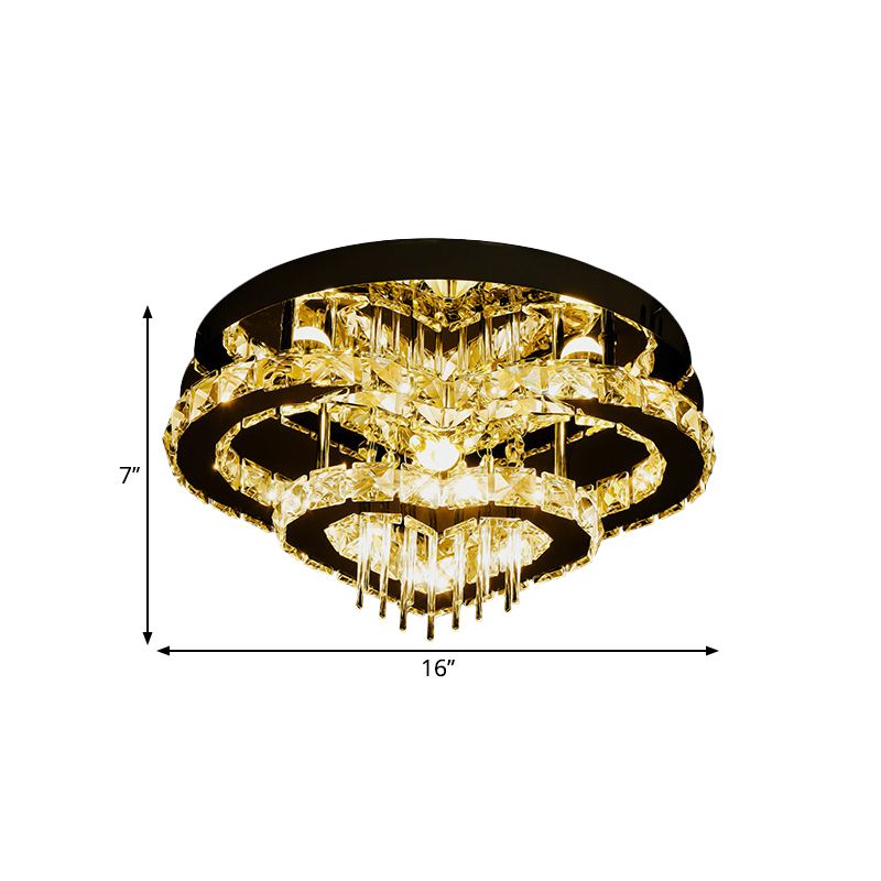 Loving Heart Ceiling Mounted Fixture Simple Crystal Block and Rod LED Chrome Flush Light