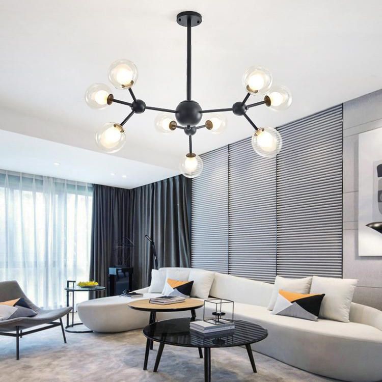 Molecular Shaped Living Room Chandelier Transparent Glass Globe Shade Contemporary Simplicity Style Lighting Pendant