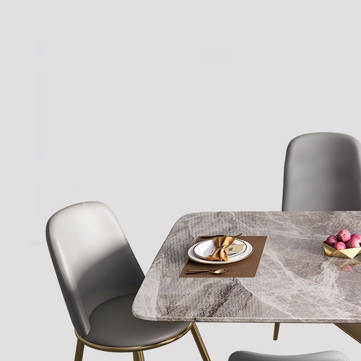 Modern Dining Table Set 1/5/7 Pcs Sintered Stone Dining Table with Armless Chairs