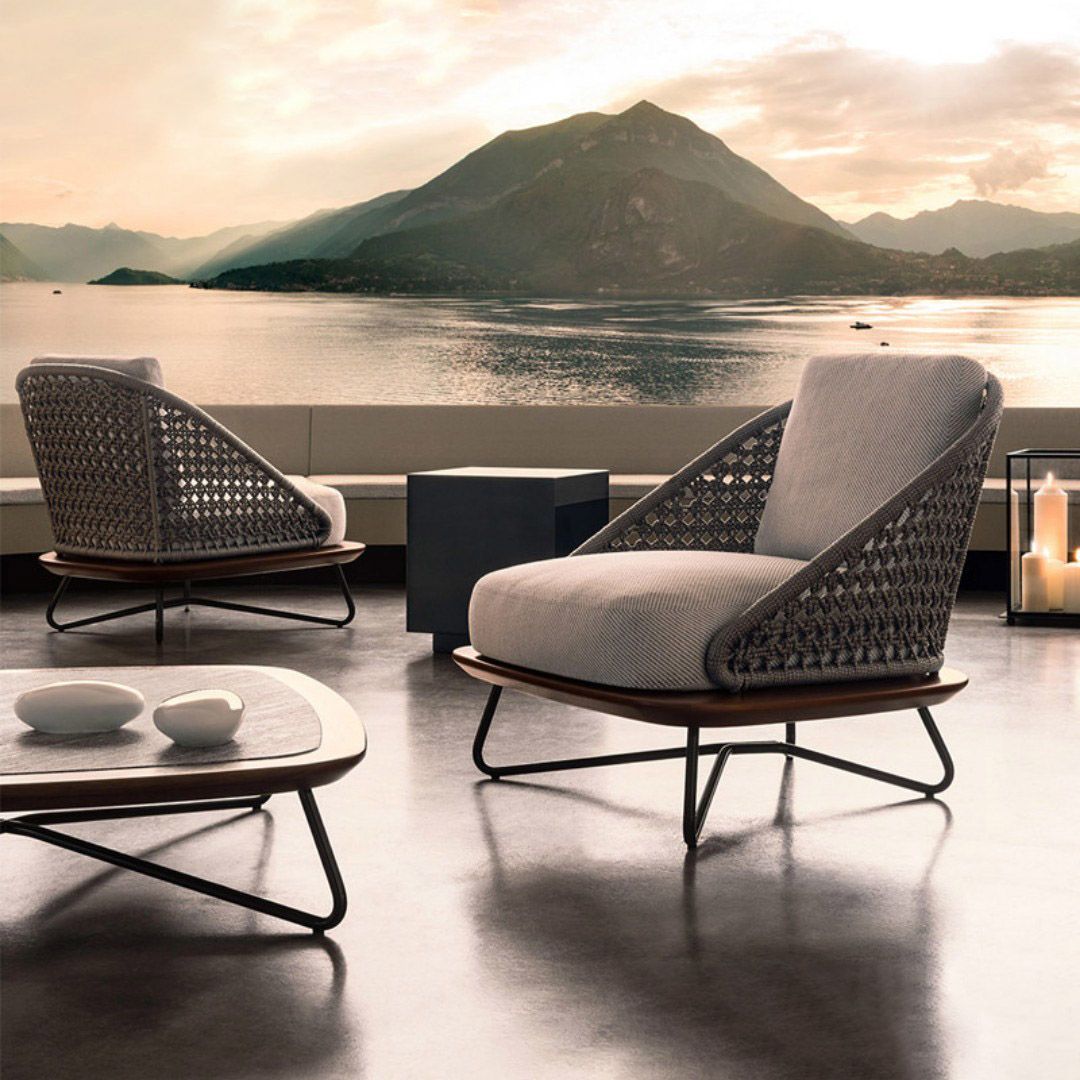 Tropical Outdoor Patio Sofa Wicker/Rattan Gray Fabric Water Resistant