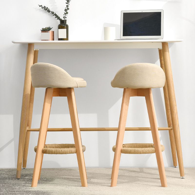 Low Back Dining Stool Beech Armless Bar Stool with Wood Base