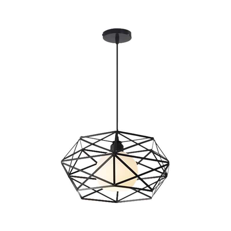 1 luminaire de suspension avec une nuance géométrique Métal Métal de salle à manger industrielle Pendante Lumière en noir / blanc