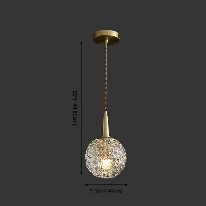 Sferisch bed pendellamp kristal 1 kop minimalistisch hanglicht in goud