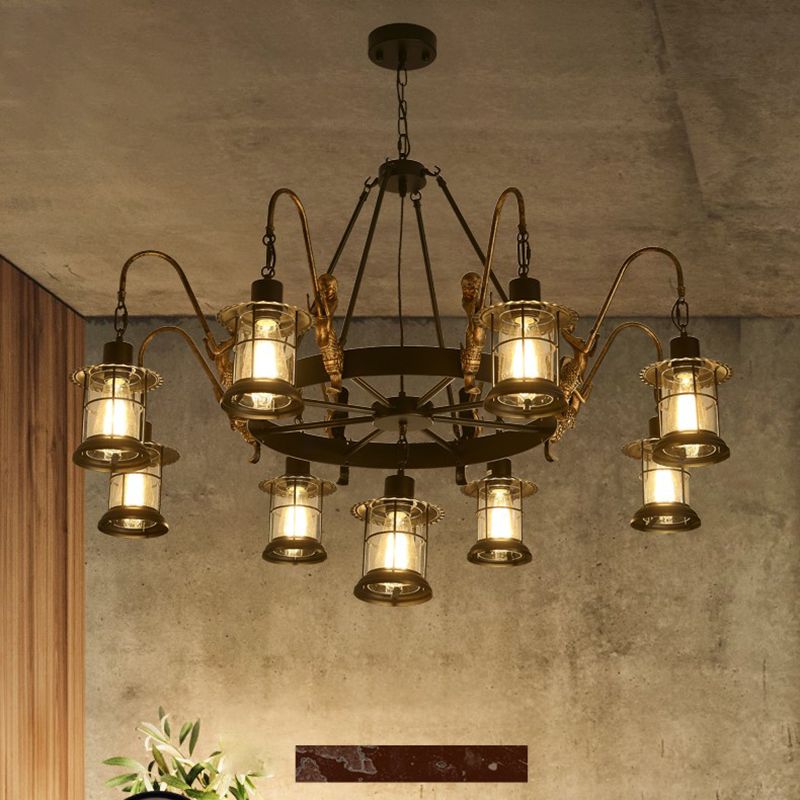 Metal Pendant Lighting Fixture Vintage Black Shaded Restaurant Chandelier Pendant Light