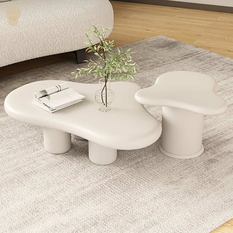 White Wood Coffee Table Free-Form Modern No Distressing Coffee Table
