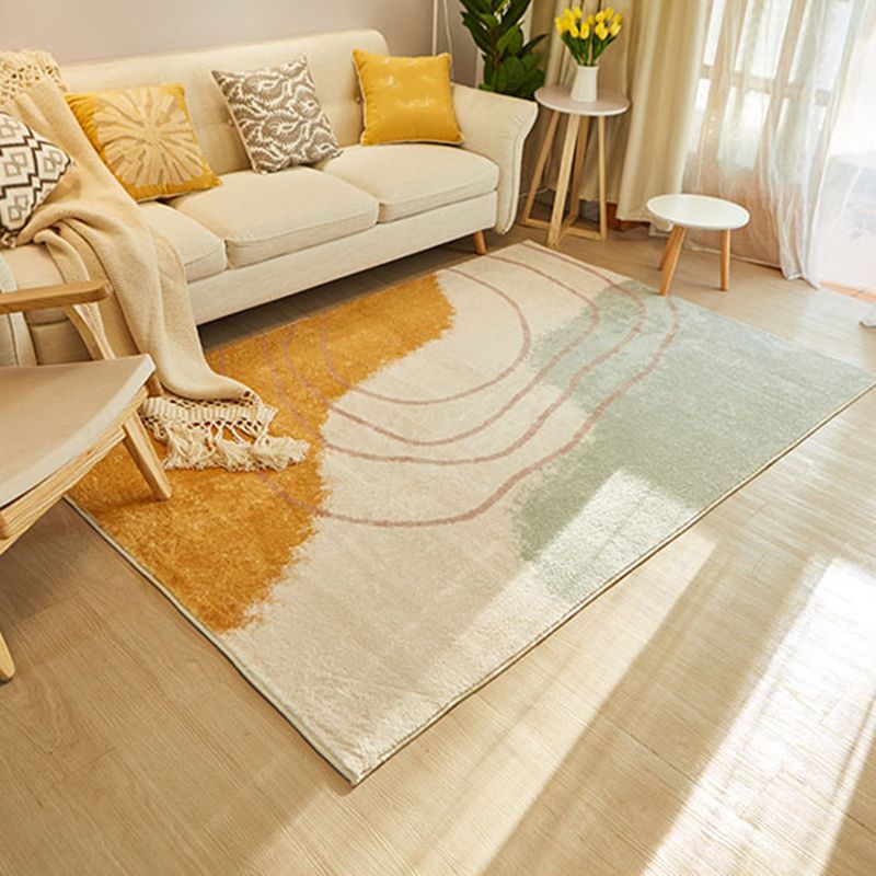 Tono bianco semplice area tappeto poliestere in poliestere astratto tappeto a blocchi di tappeto lavabile per decorazione per la casa