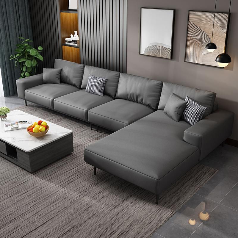 Contemporary Pillow Back Sectional with Recessed Arms for 4 People