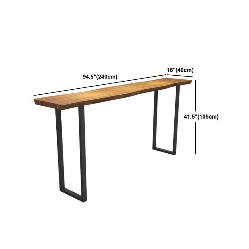 Industrial Sled Patio Bar Table Solid Wood and Metal Pub Bar Table in Natural