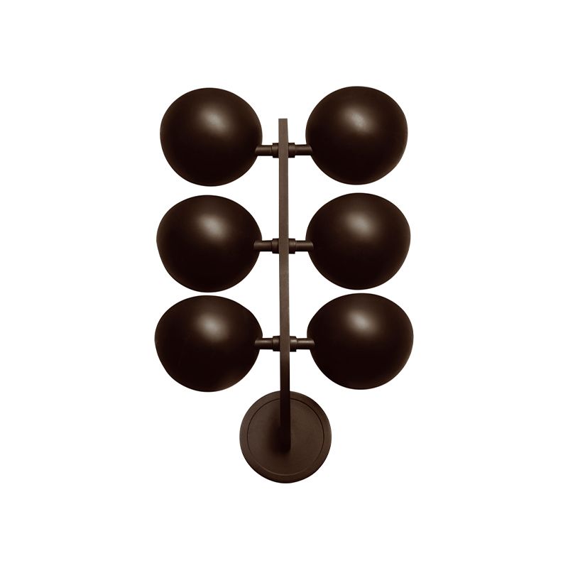 Industrial Half Sphere Sconce Lamp 6 Heads Metal Wall Mount Light in Black with Branch Design