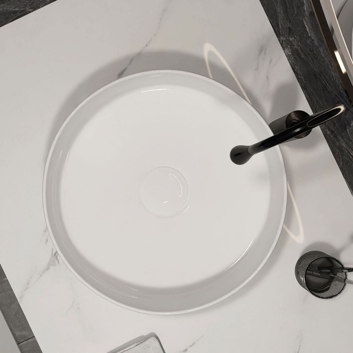 Modern Style Vessel Bathroom Sink Round Ceramic Vessel Bathroom Sink in White