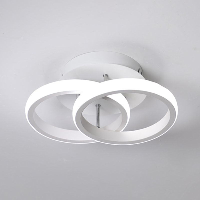 Petit plafonnier rond/carré/lune moderne en métal noir/blanc, éclairage LED Semi-encastré pour couloir